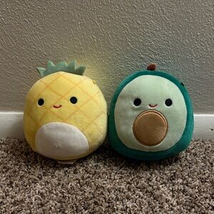 Squishmallows Yellow Pineapple and Green Avocado Plush Set